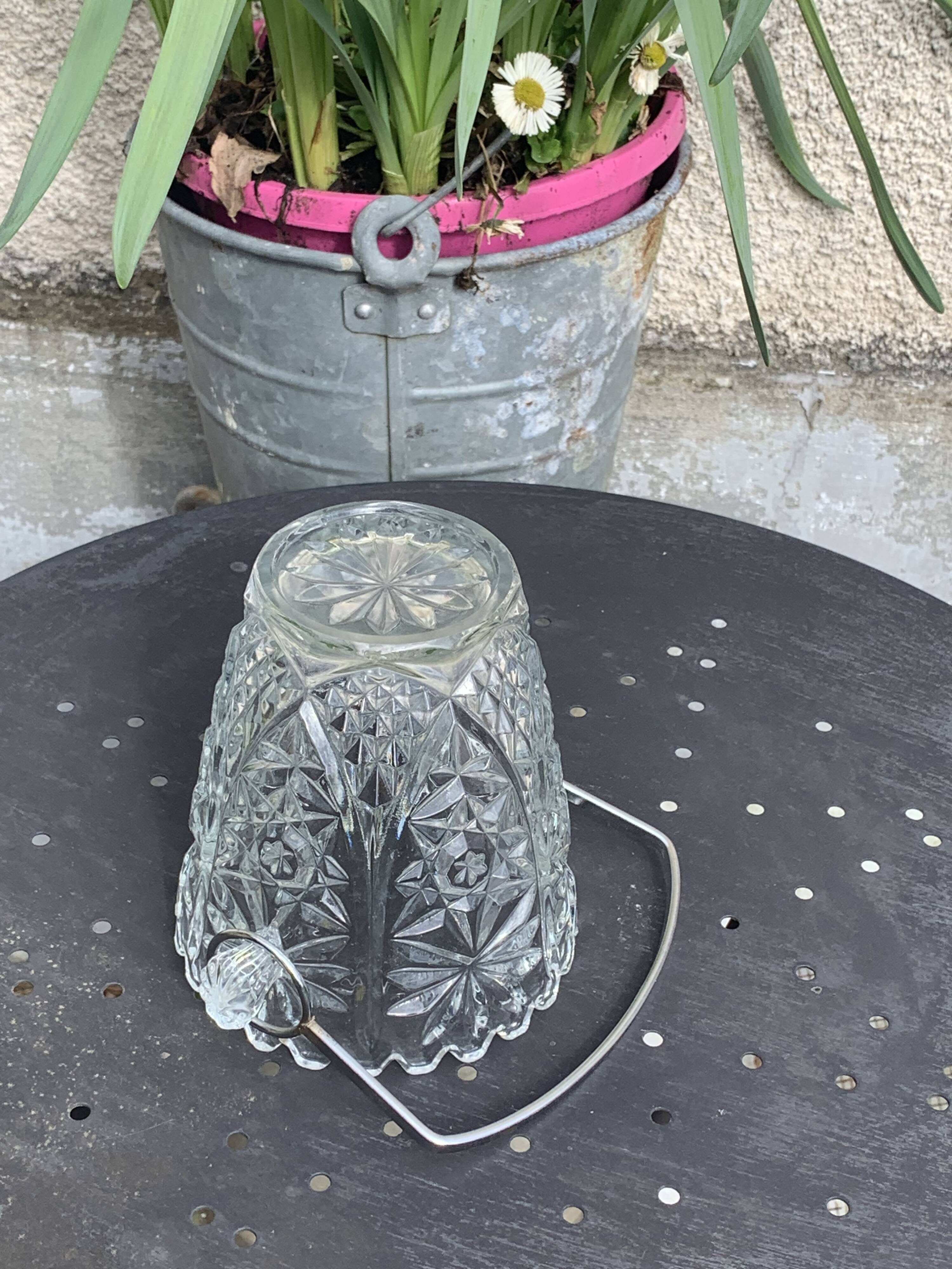 Whiskey carafe and ice bucket in transparent glass vintage 1960/70