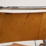 Set of 4 vintage leather and chrome metal chairs, 1970