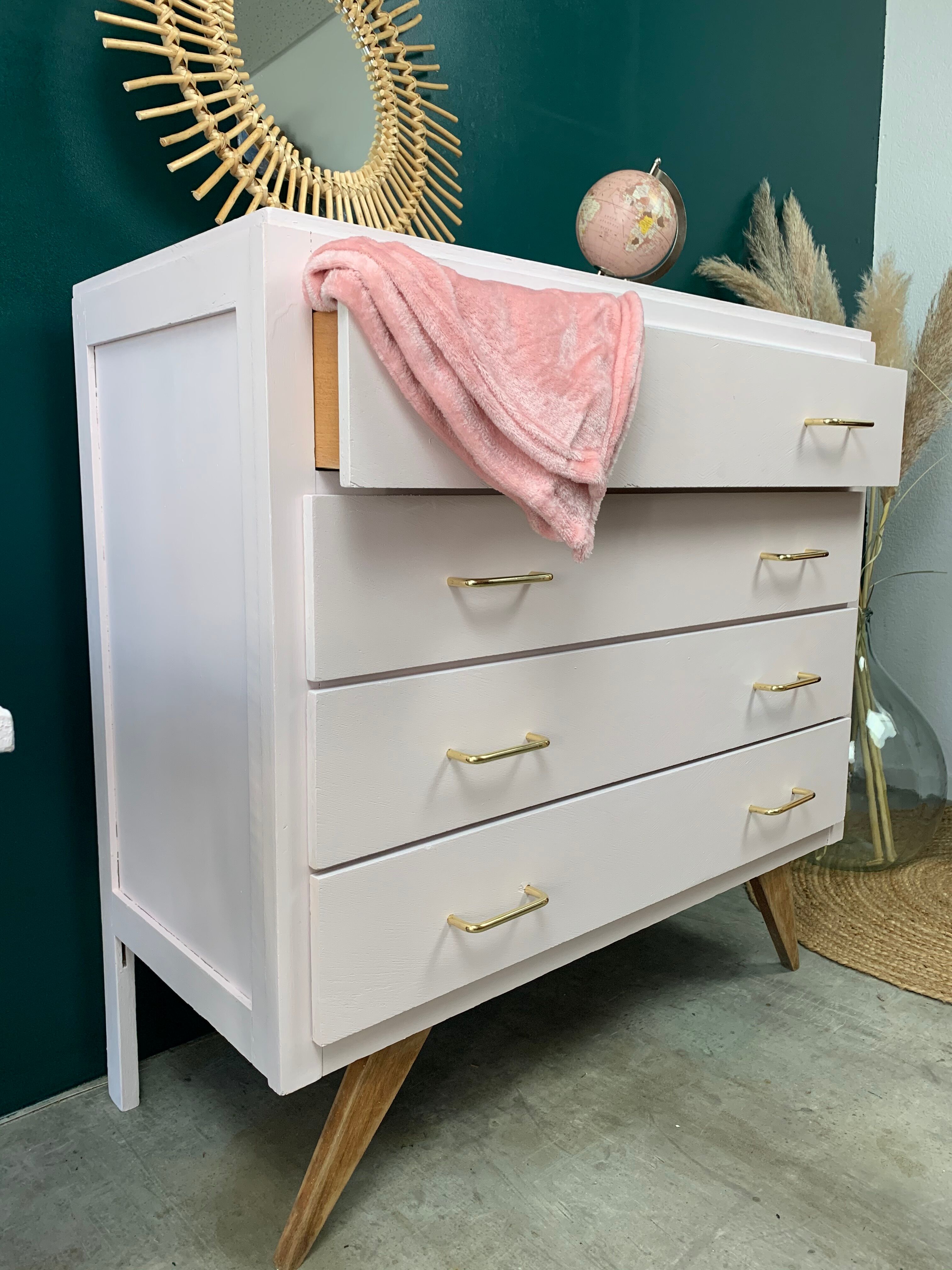 Powder pink vintage dresser