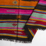 Vibrant Vintage Anatolian Kilim,Hand-Woven Wool & Cotton Rug – sku 137