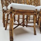 6 Vintage Emmanuelle Peacock Rattan Chairs
