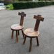 Pair of vintage Aranjou brutalist chairs in solid wood