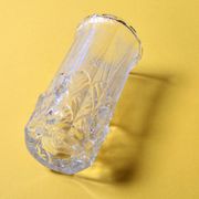 Small Vase / Vintage Clear Leaf Pattern Textured Glass Flower Vase Fidenza