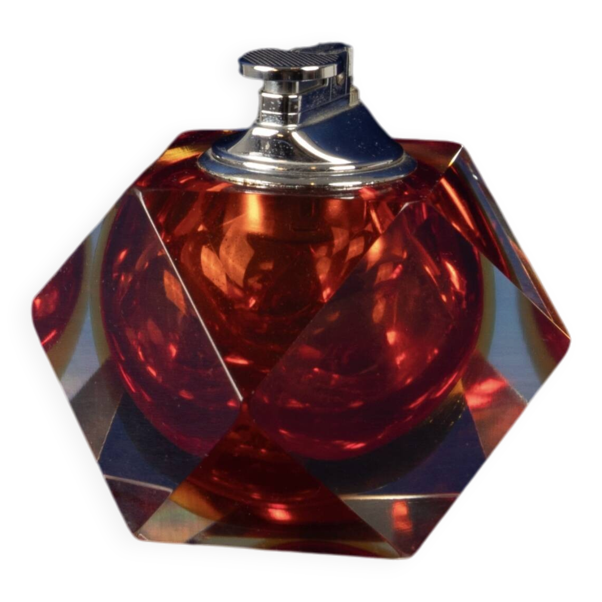 Faceted Murano Sommerso Glass Table Lighter by Alessandro Mandruzzato Italy 1970
