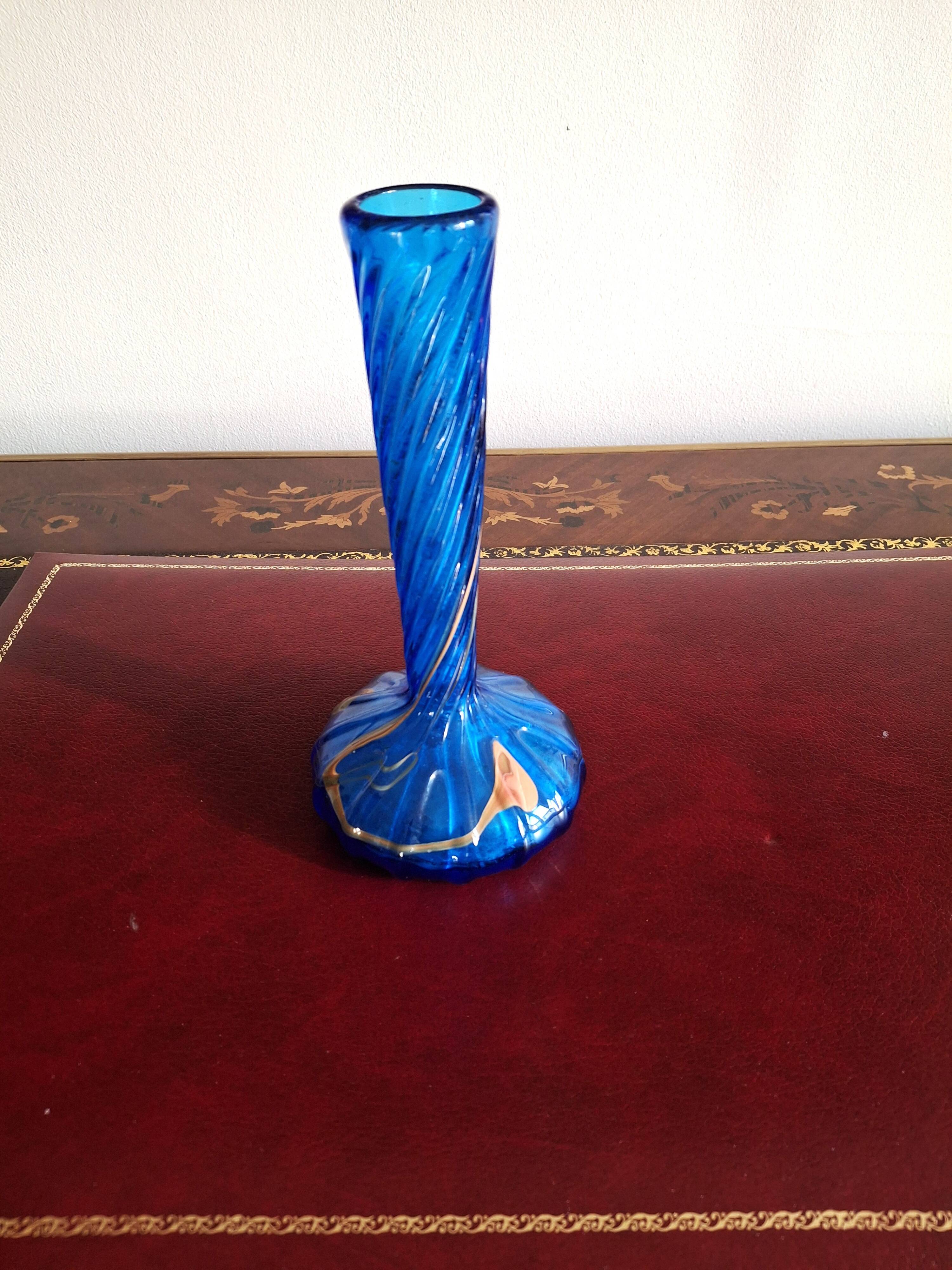 Authentic Berluze Vase Glass Paste by Mic and Bob Le Bleis 1970s