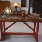 1950's industrial beech workshop workbench