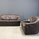 Vintage leather sofas set, 1970s