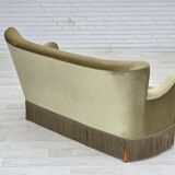 1960s, Danish 2-seater sofa, green furniture velour, beech wood legs.