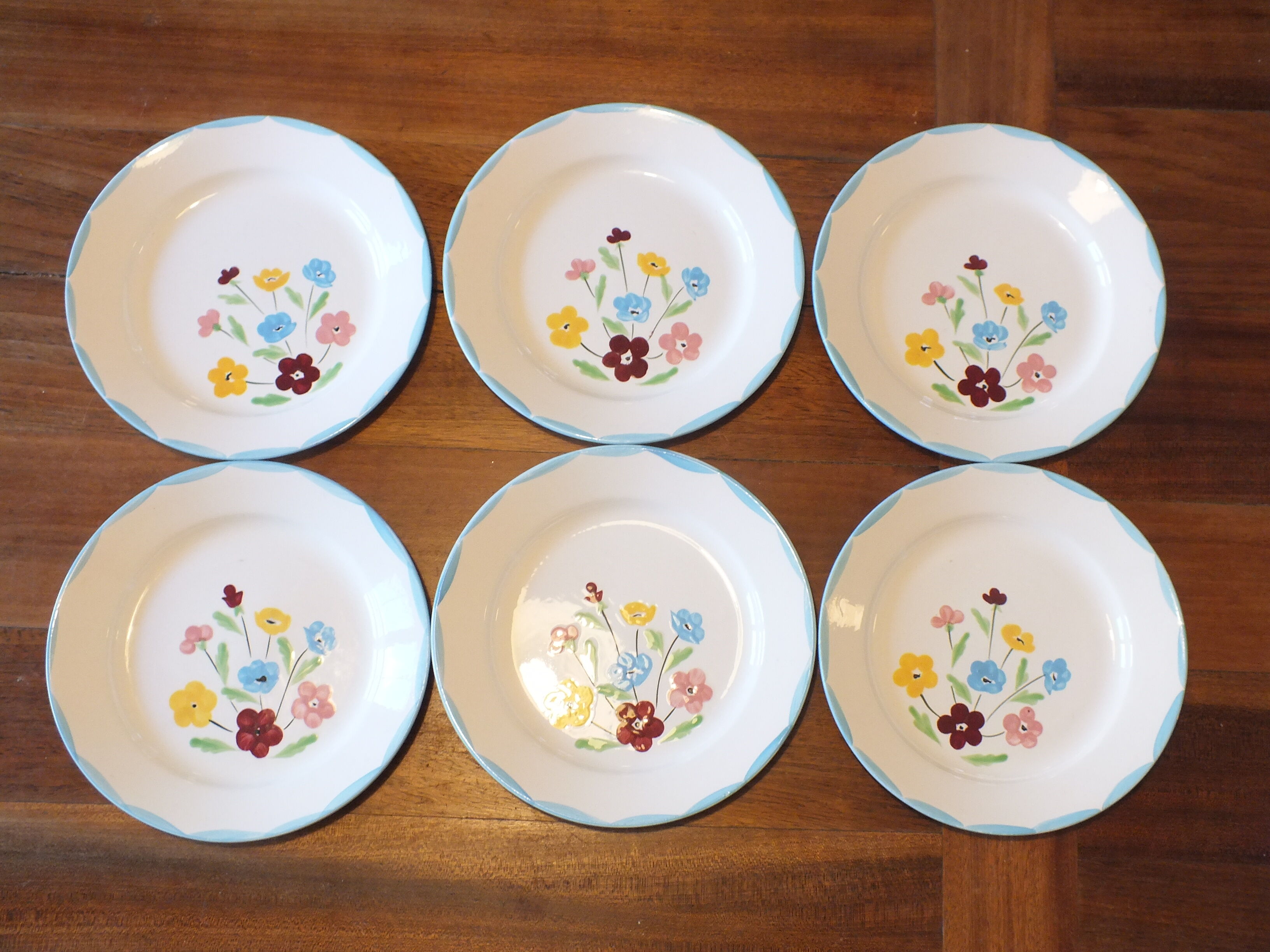6 flat plates from the 50s Salins model Jocelyne