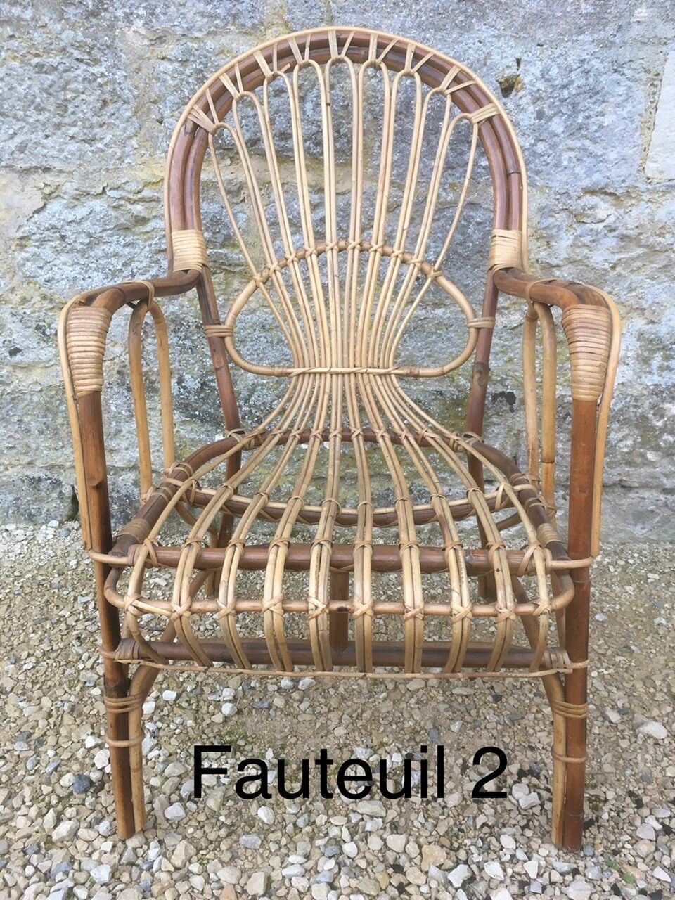 2 armchairs in old rattan