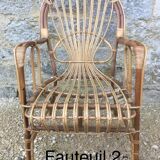 2 armchairs in old rattan