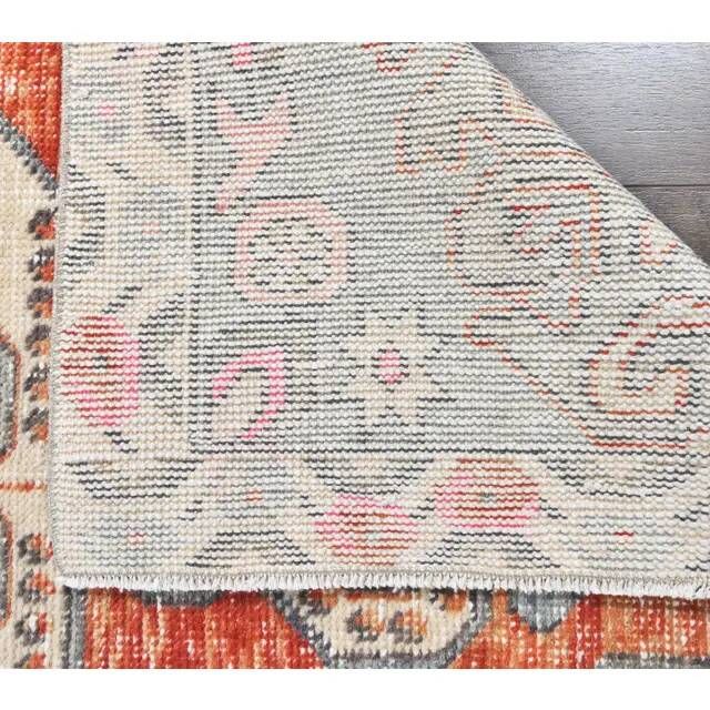 Tapis turc en laine orange fait main, années 1970