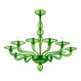 Contemporary Italian Green Murano Style Glass Chandelier