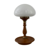 Lampe scandinave en bois et opaline