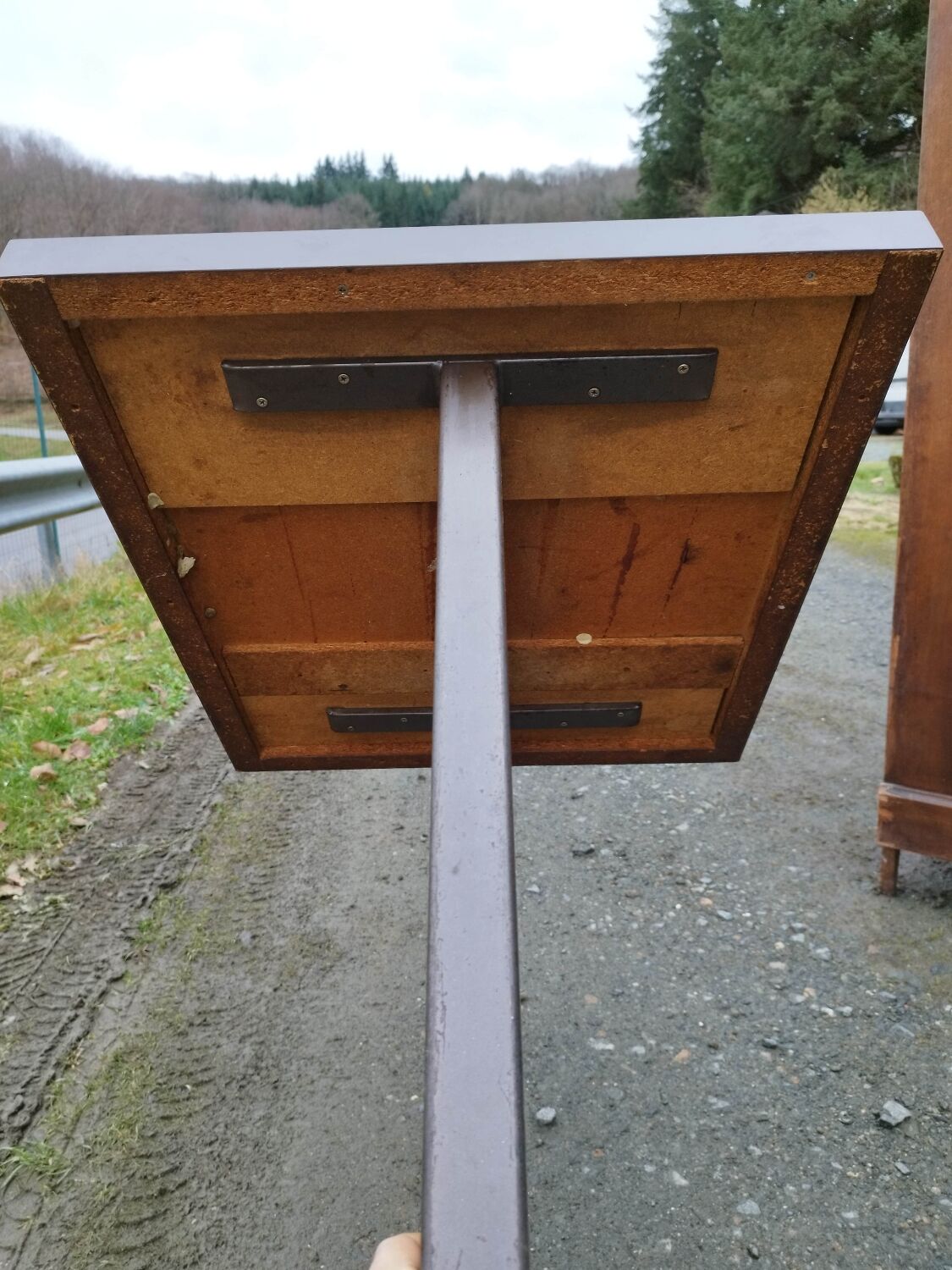 Healing bistro table formica orange iron foot