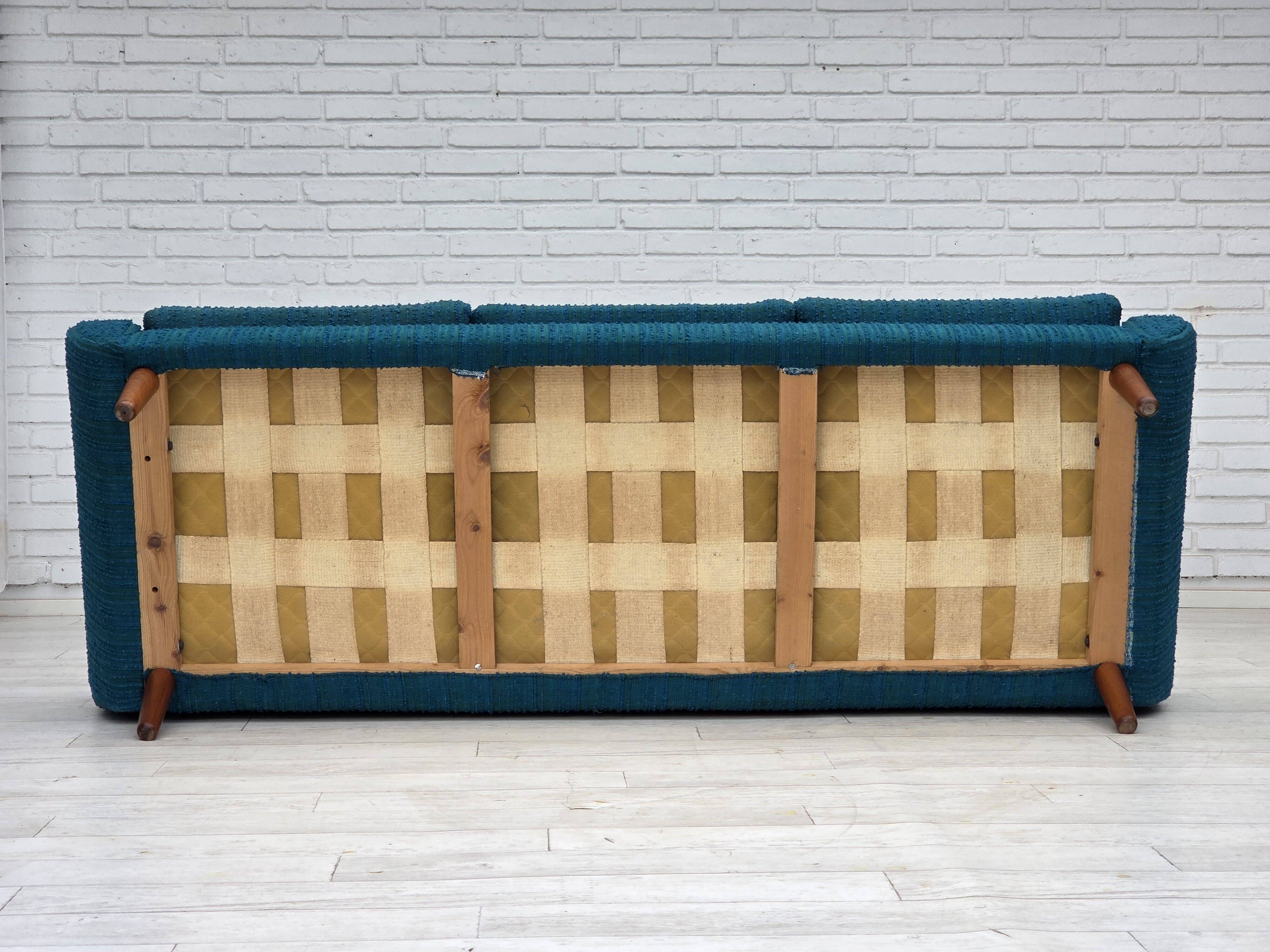 1970s, Danish 3-seater sofa, furniture wool, teak wood.