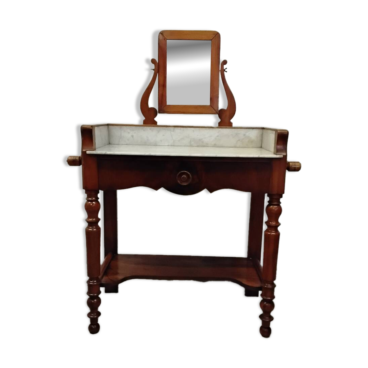 Antique dressing table/vanity unit in wood and marble