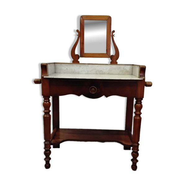 Coiffeuse / meuble de toilette ancien bois et marbre
