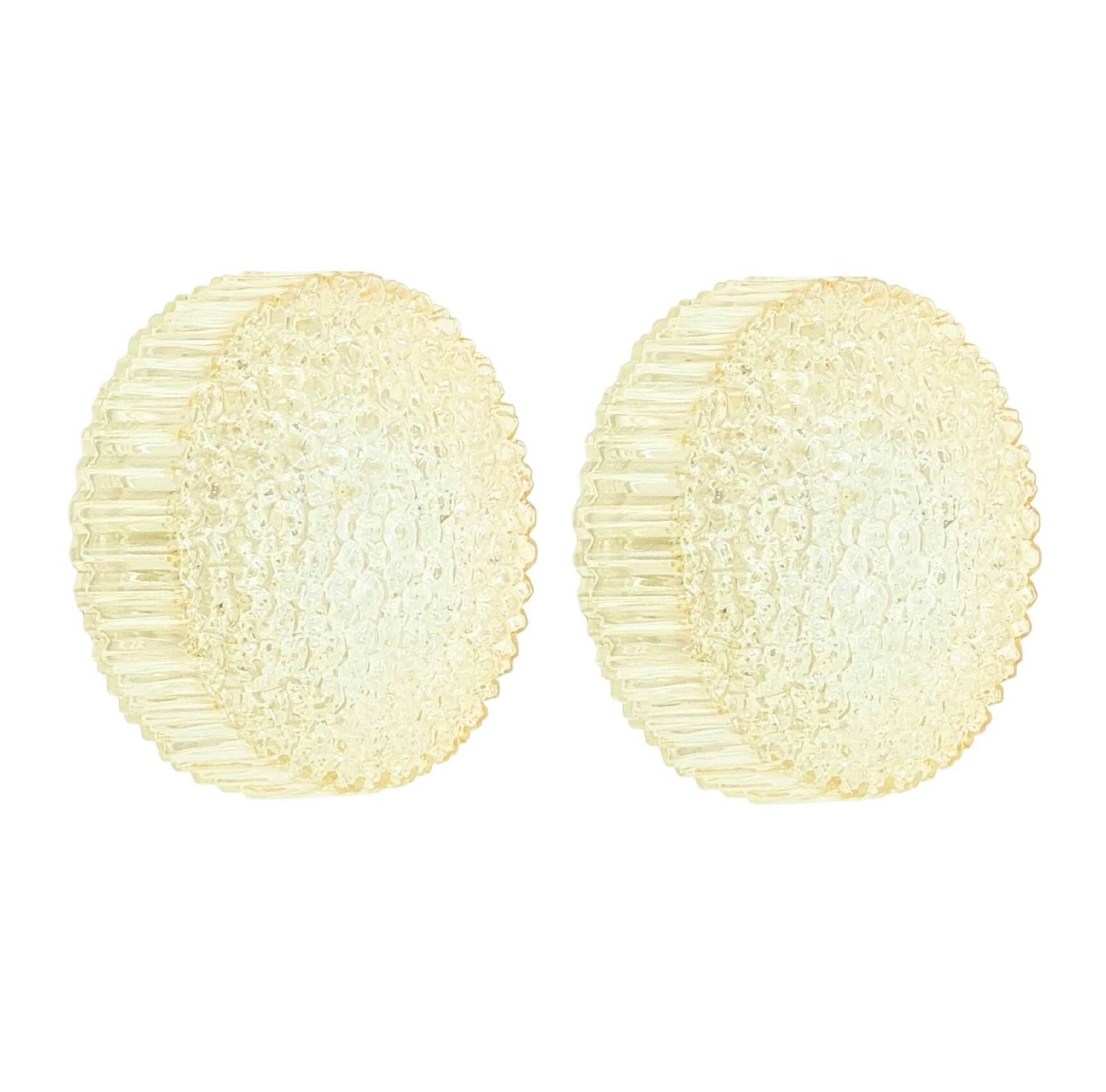 Pair of Glass Wall Lights or Ceiling Lights by H. Tynell for Limburg, 1970s