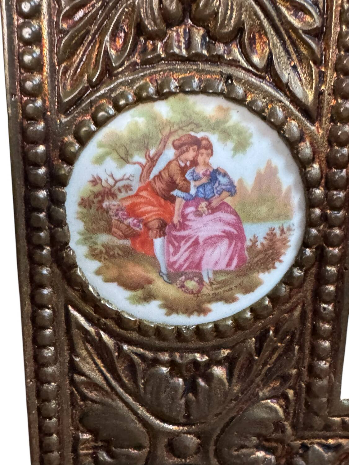 Bronze and Porcelain Mirror from Paris, 1950s