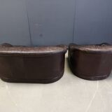 Vintage leather sofa set, 1970s