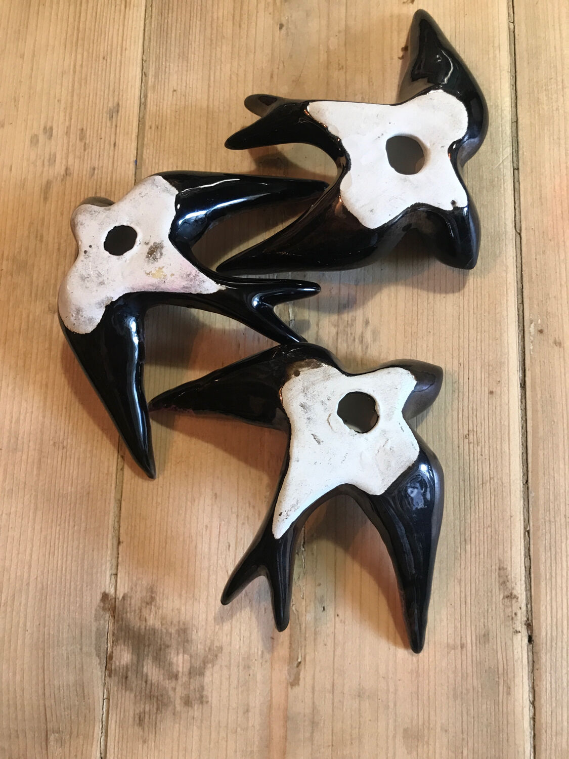 Lot de 3 hirondelles en céramique