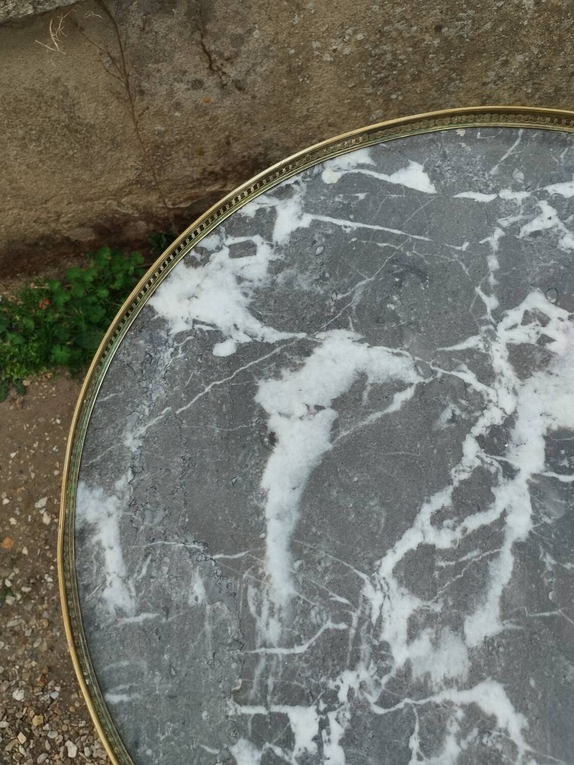 Antique bouillotte table with marble top, Louis XVI style