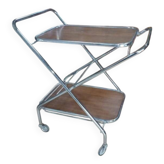 1970s chrome rolling bar trolley