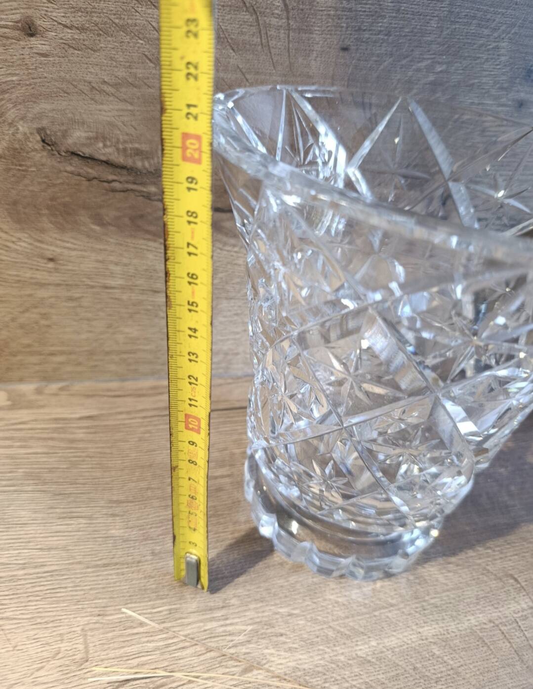 Cut and bevelled crystal vase, vintage