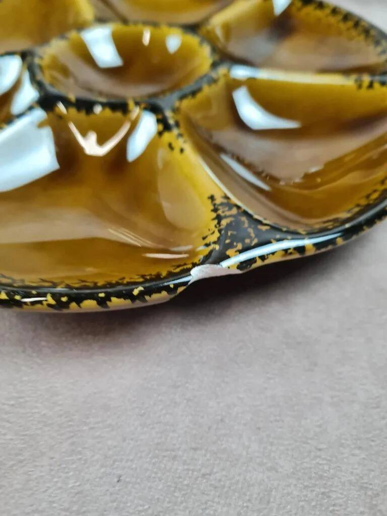 Set of 8 Gien oyster plates, magnificent vintage service.