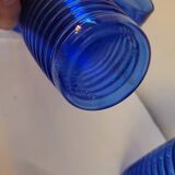 4 cobalt blue glasses – industrial moulded glass – 1970s
