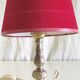 Table lamp in gilded brass and red velvet - mid 20th century.
