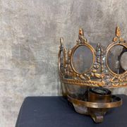 1970s Gothic Revival Crown Wall Sconce, Ornate Vintage Metal Lighting