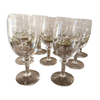 Set of 9 crystal glasses from the Napoleon III period