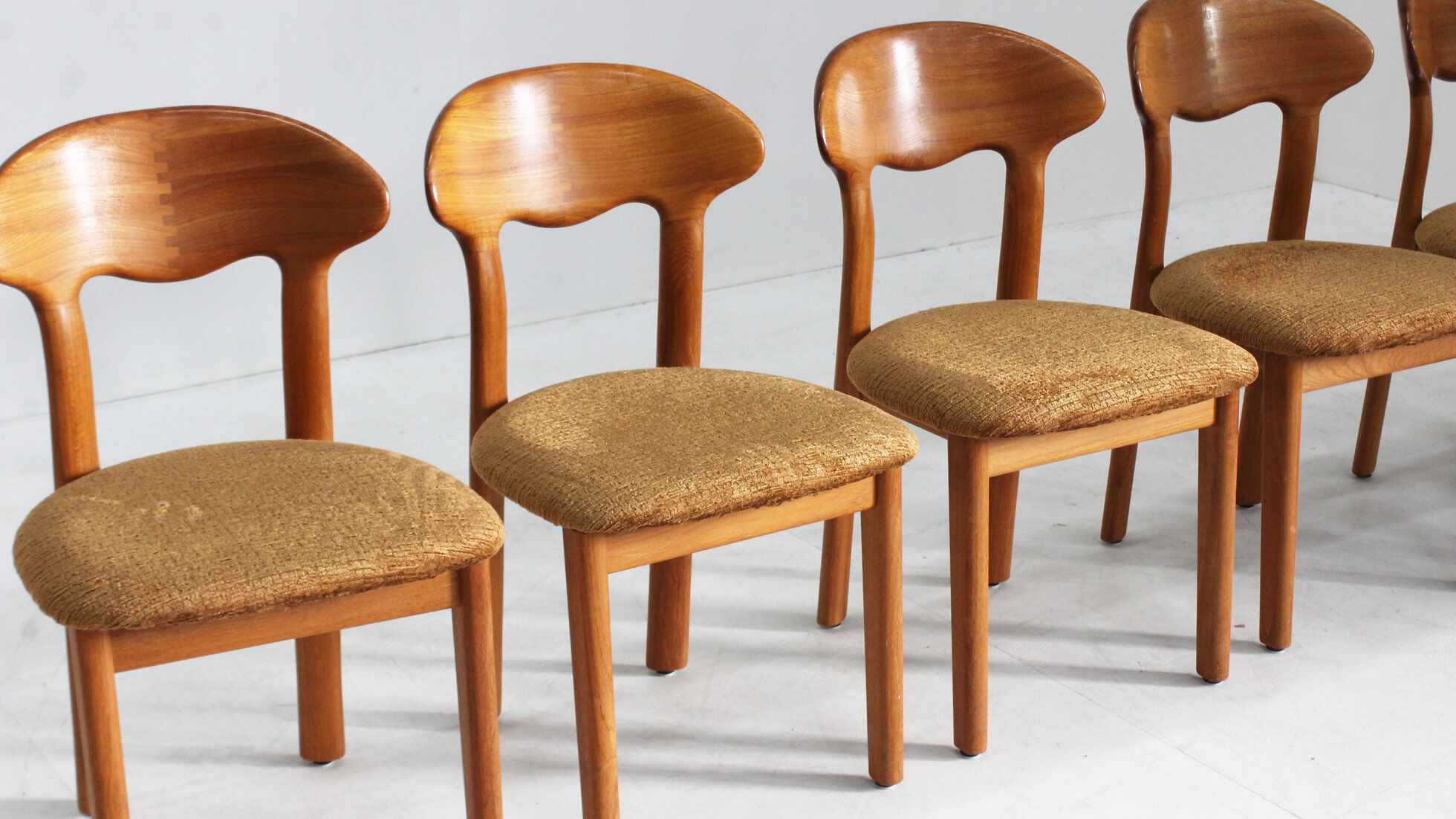 Vintage Danish solid teak dining room chairs Juul Kristensen set of 6