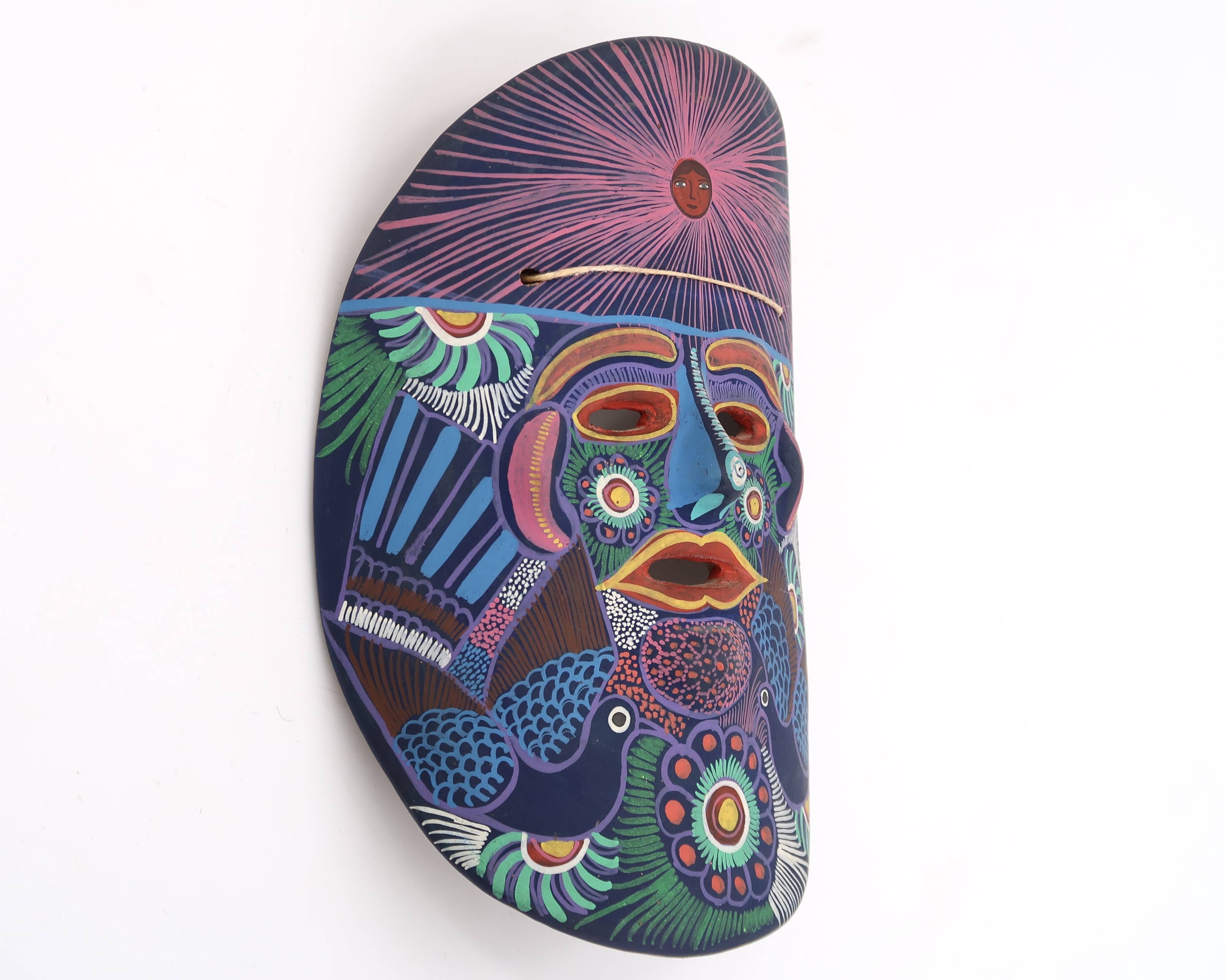 Colorful terracotta mask from Mexico, 1970s