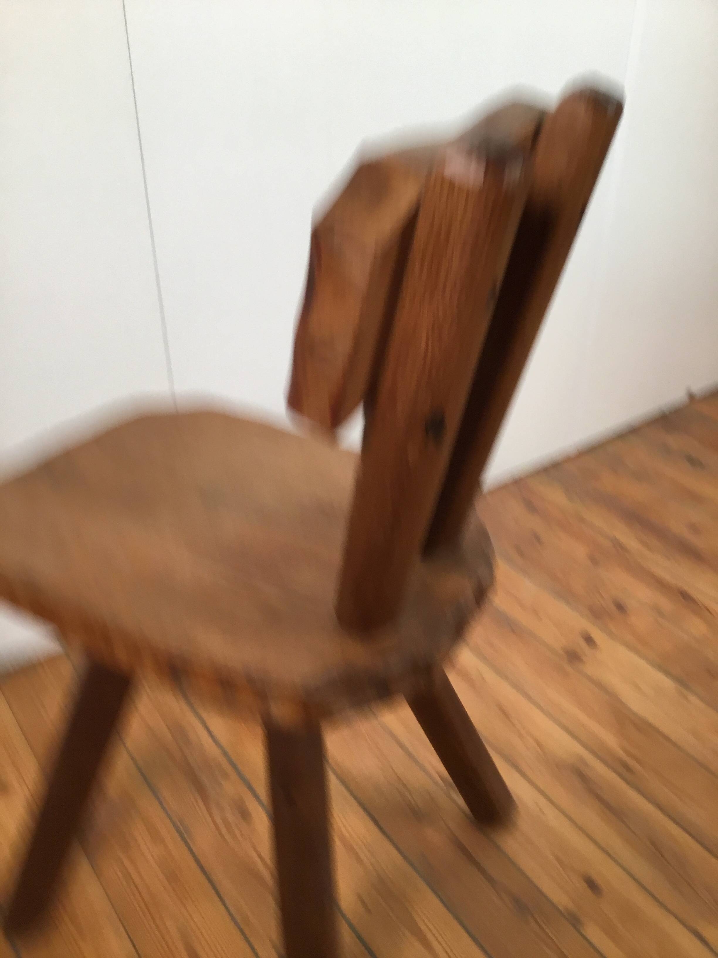 solid oak brutalist organically shaped chair