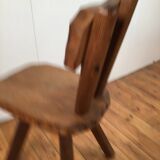 solid oak brutalist organically shaped chair