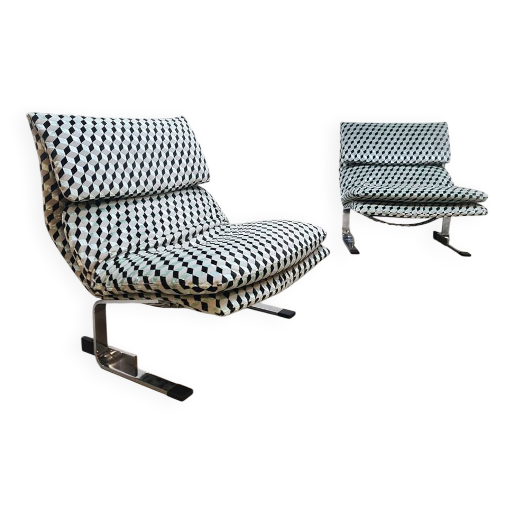 Vintage Italian design Onda Wave lounge chairs Giovanni Offredi Saporiti