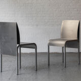 Set of 6 dining chairs in bent aluminum, 1980’s