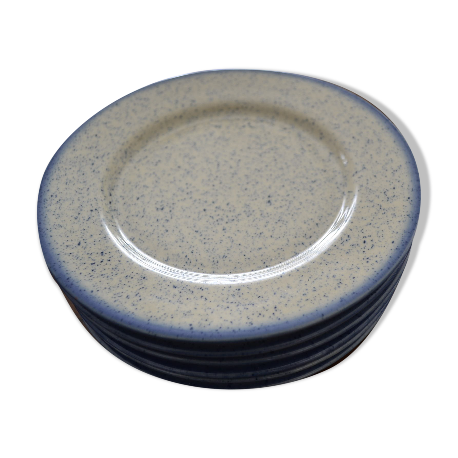 Lot of 6 plates blue speckled Tulowice