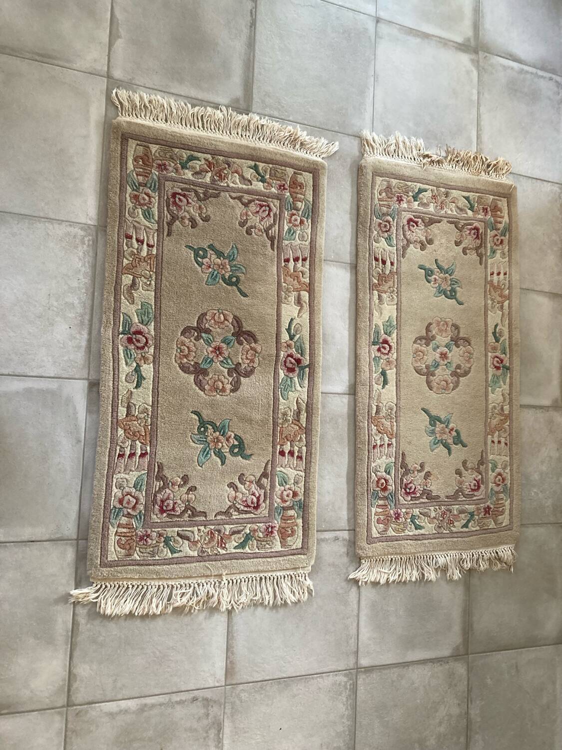 Antique Chinese handmade wool rug
