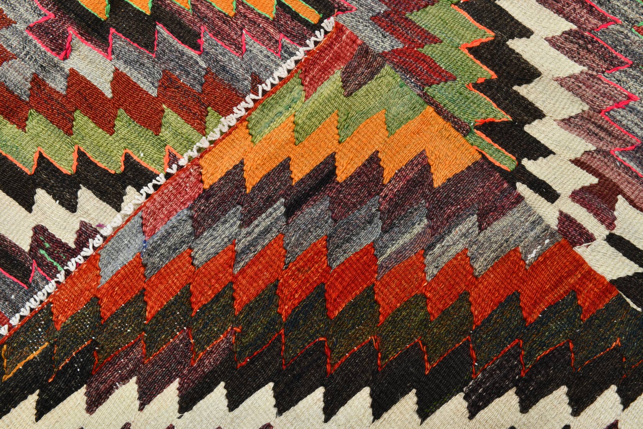 Tapis kilim géométrique multicolore – Explosion de motifs et de caractère