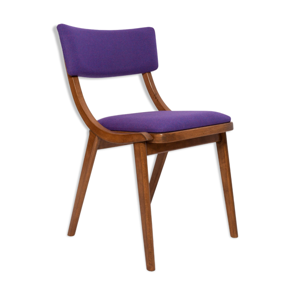 Chaise Bumerang Mid-Century Moderne, Laine Violet Pourpre, Pologne, années 1960