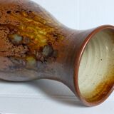 High potter's vase with flared neck with tachist enamel