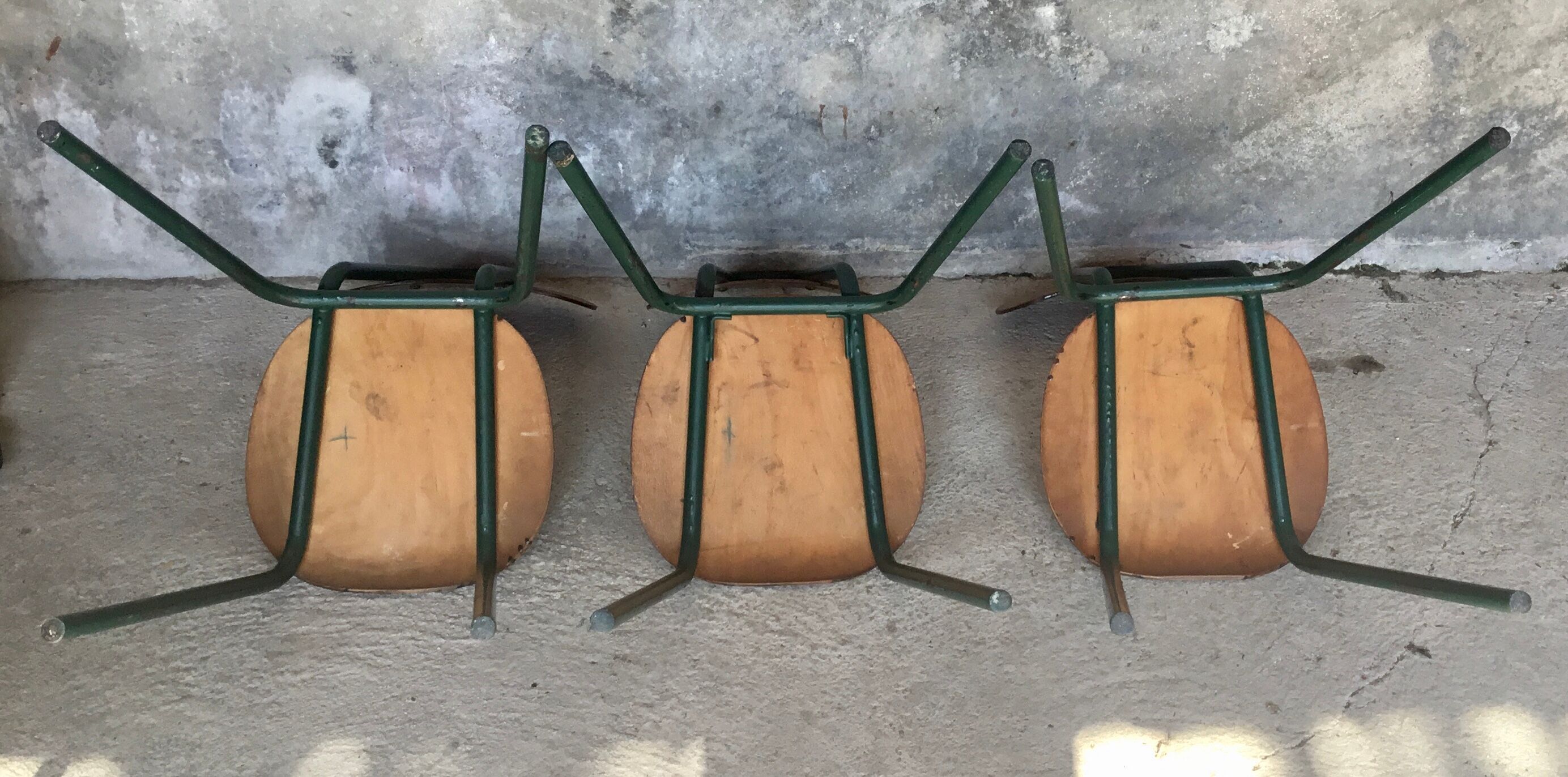 Trio of industrial tubular chairs - design 1960