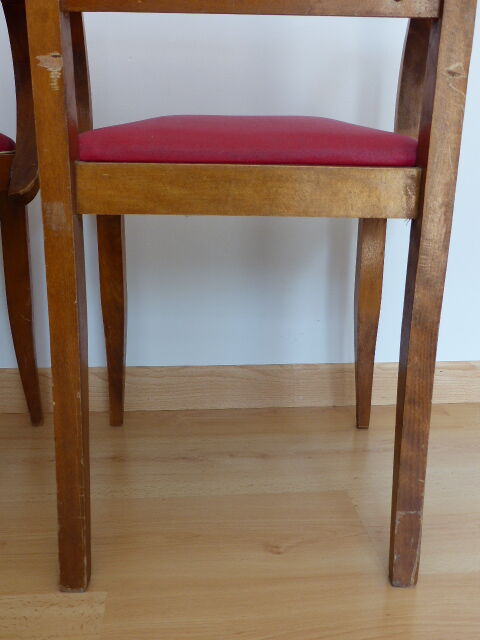 Pair of bridge chairs in red skai