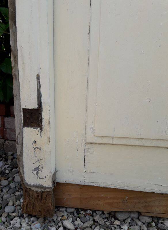 Old glazed door 211.5x105.5cm and its entrance door frame.