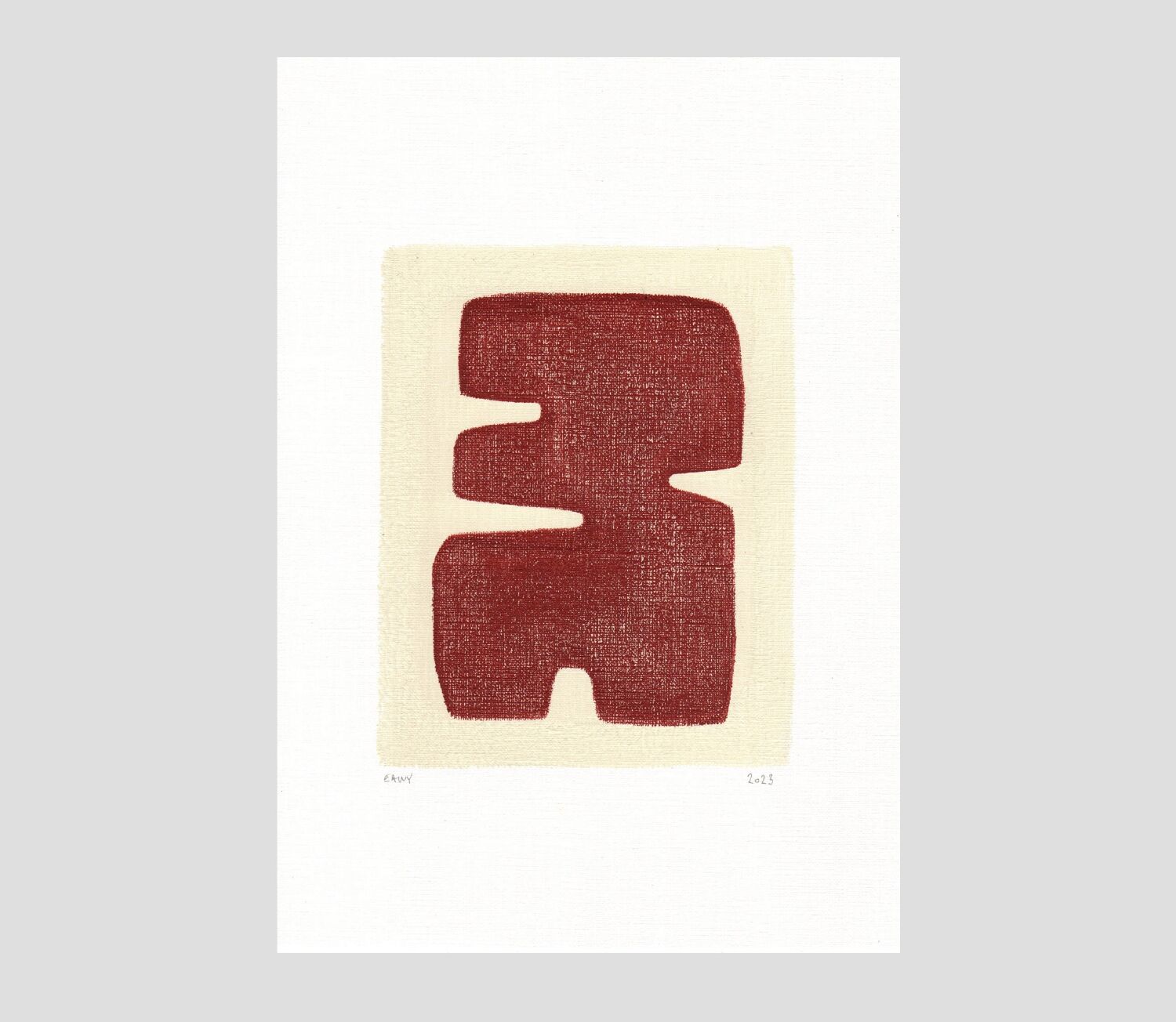 Duo de peintures sur papier - terracotta foncé - signées Eawy
