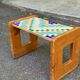 Vintage wooden and mosaic stool bench from the 1960s.